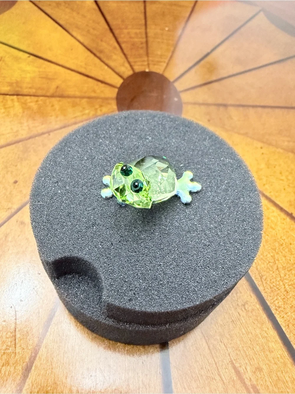 Swarovski Lime Green Crystal Frog Figurine with Black Eyes